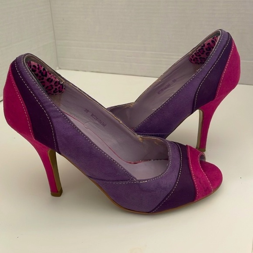 Clara Barson Pink/Purple Colour Block Heels Size 7